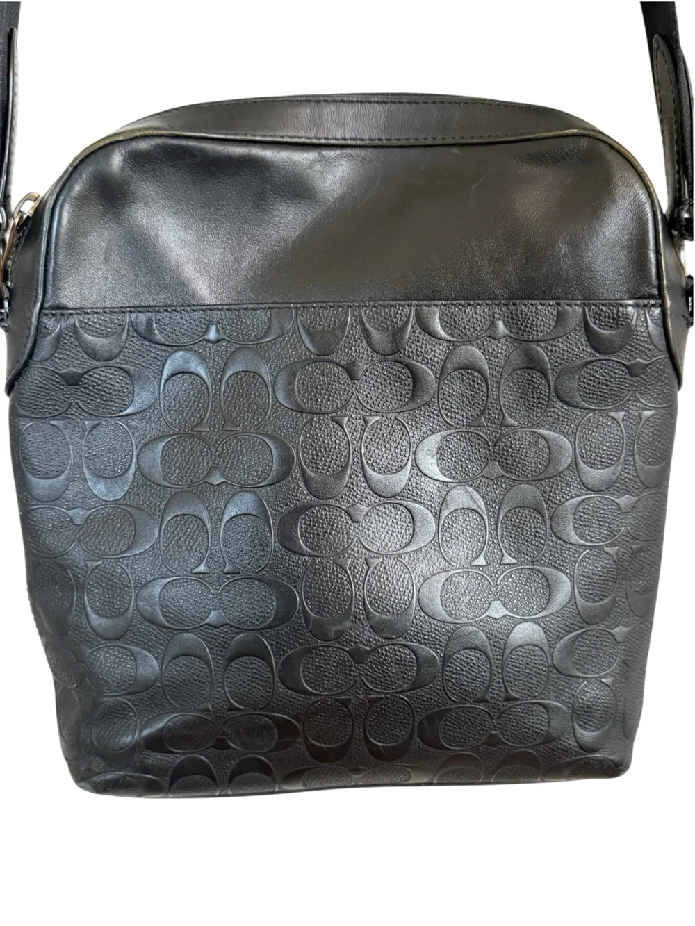 Coach Houston Flight Bag Signature Leather Black Crossbody